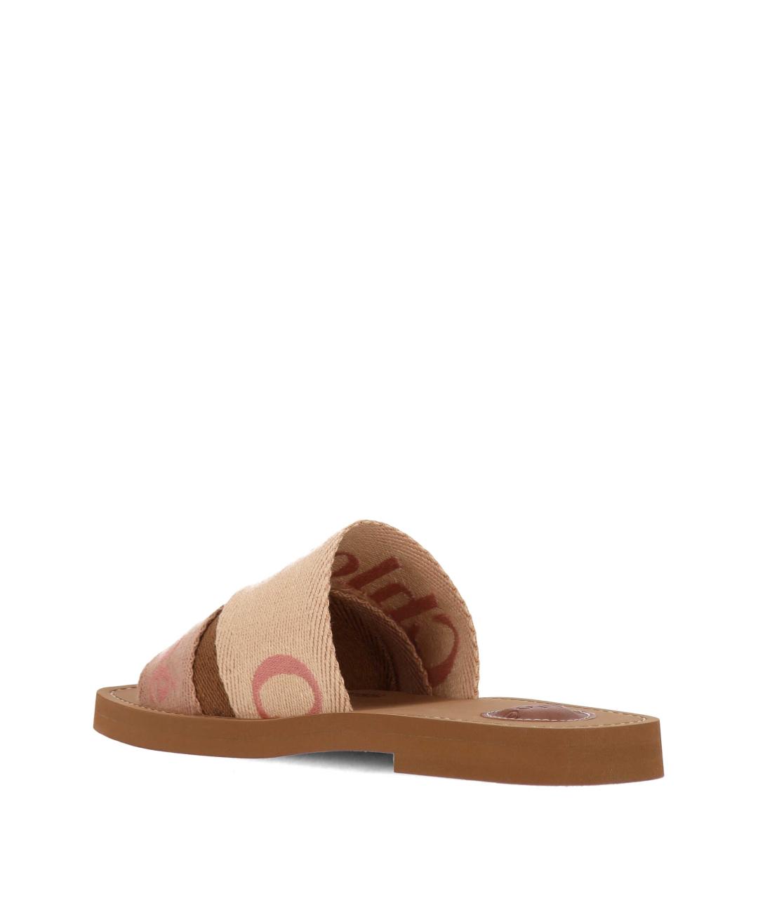 CHLOE Бежевые текстильные шлепанцы, фото 3