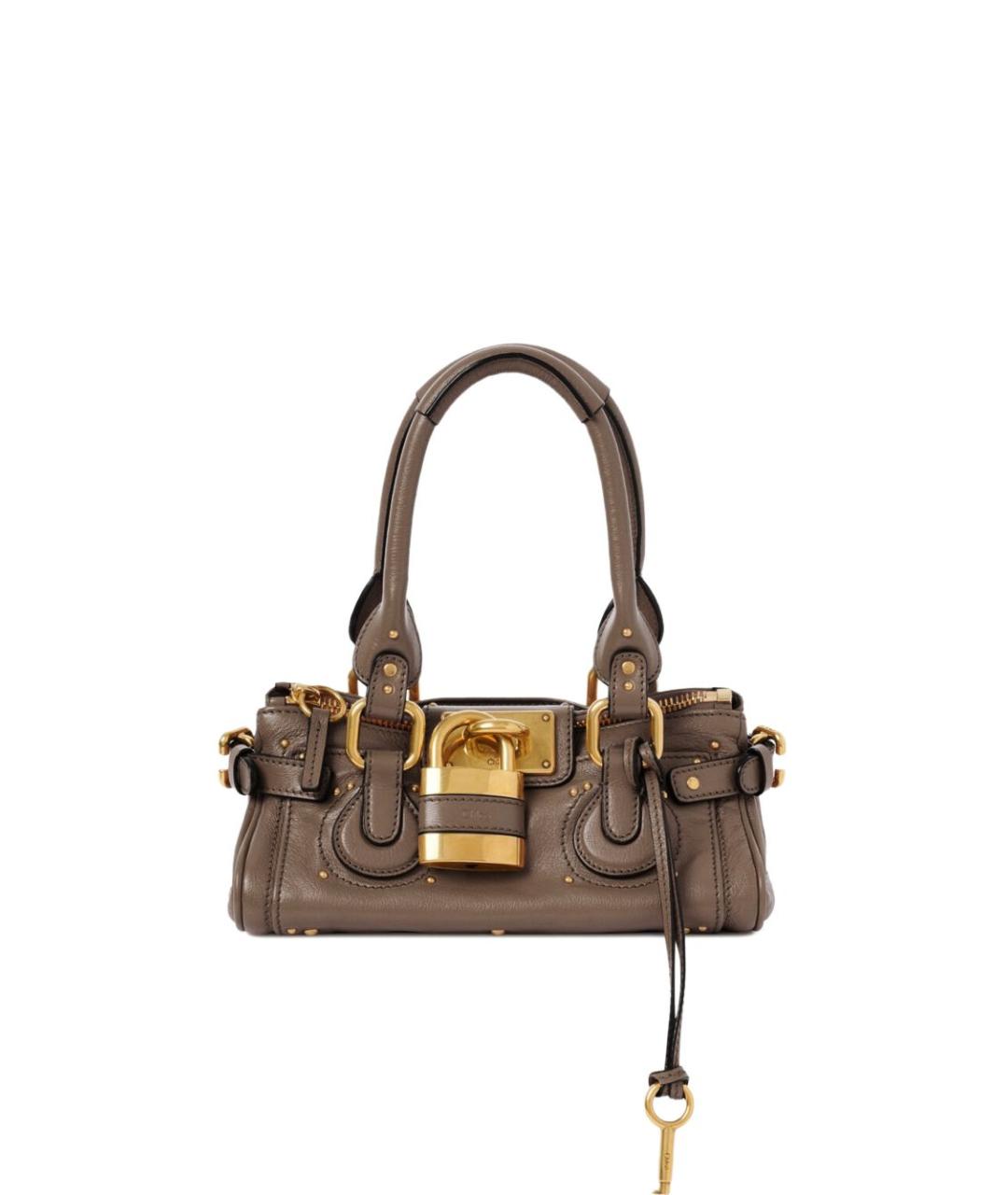 CHLOE Серая кожаная сумка с короткими ручками, фото 5