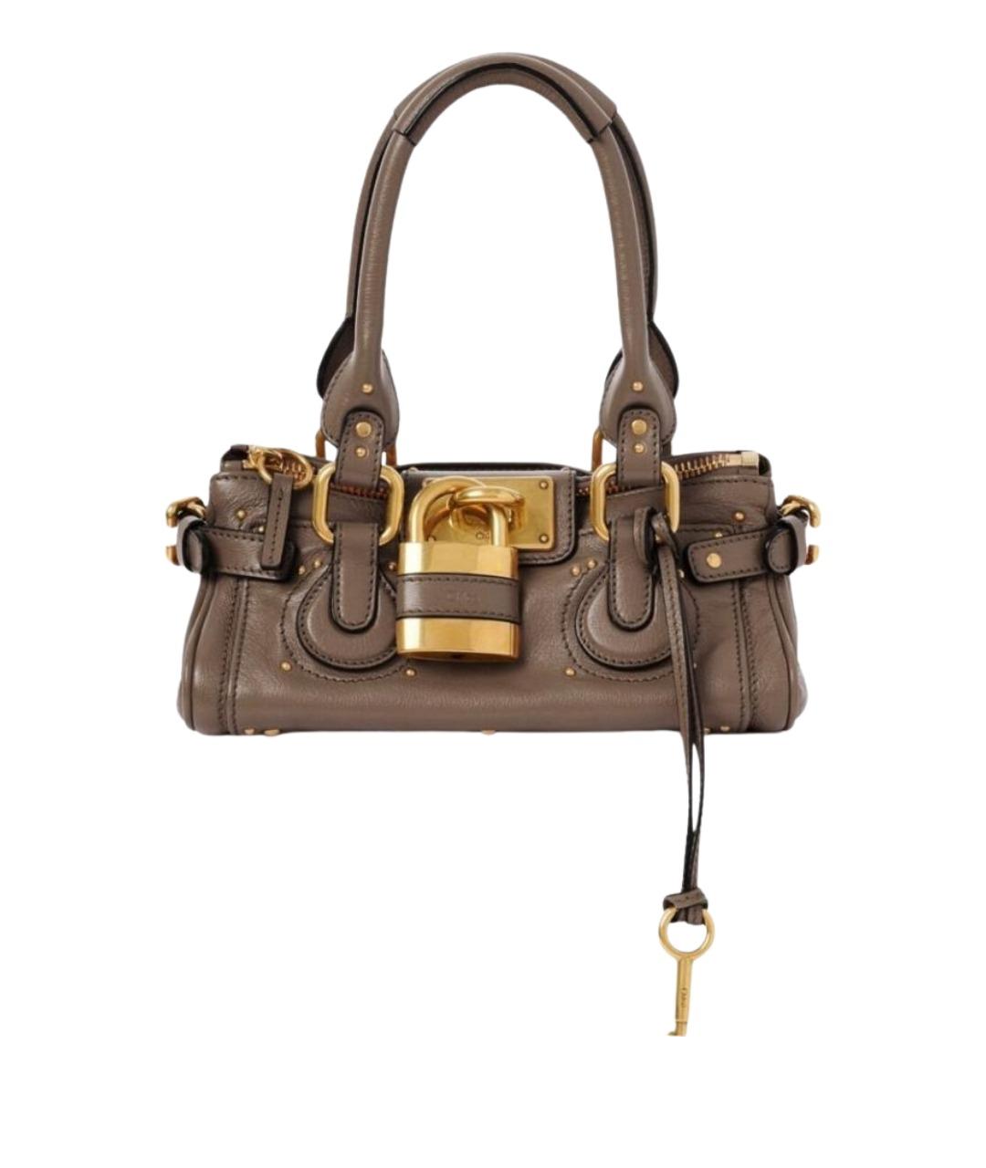 CHLOE Серая кожаная сумка с короткими ручками, фото 1