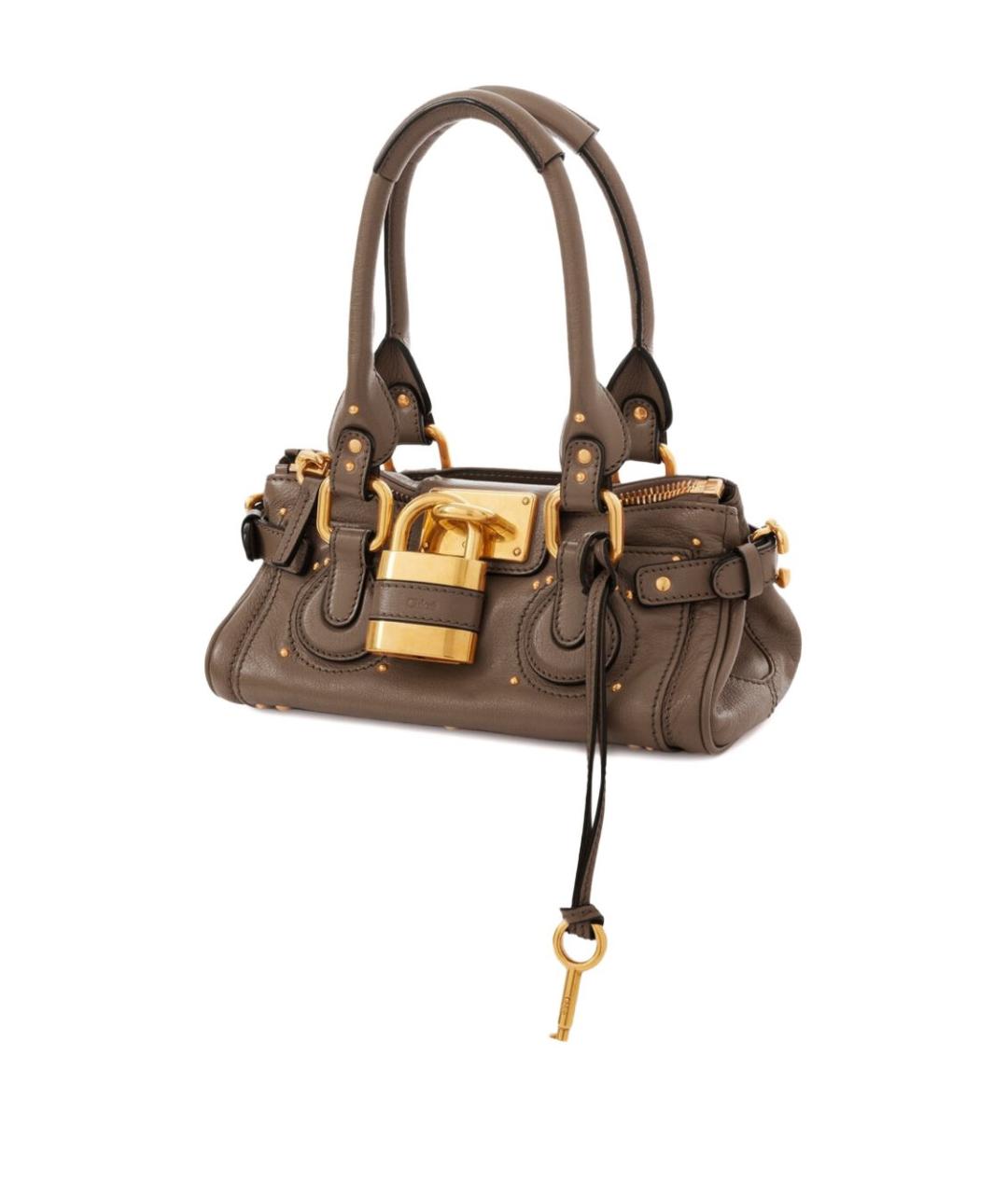 CHLOE Серая кожаная сумка с короткими ручками, фото 2