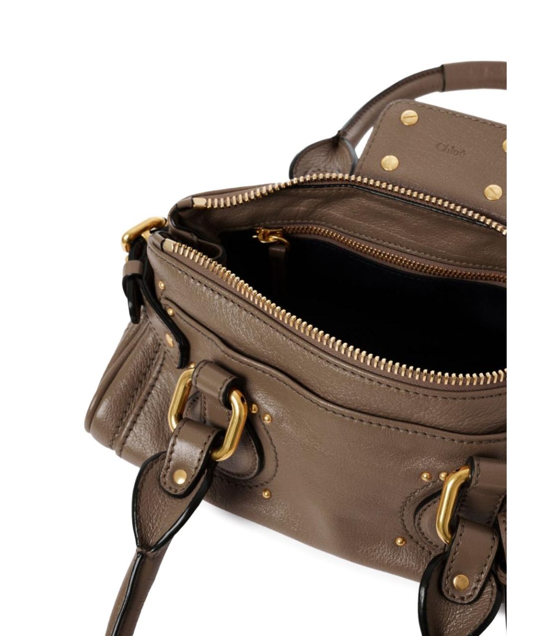 CHLOE Серая кожаная сумка с короткими ручками, фото 4