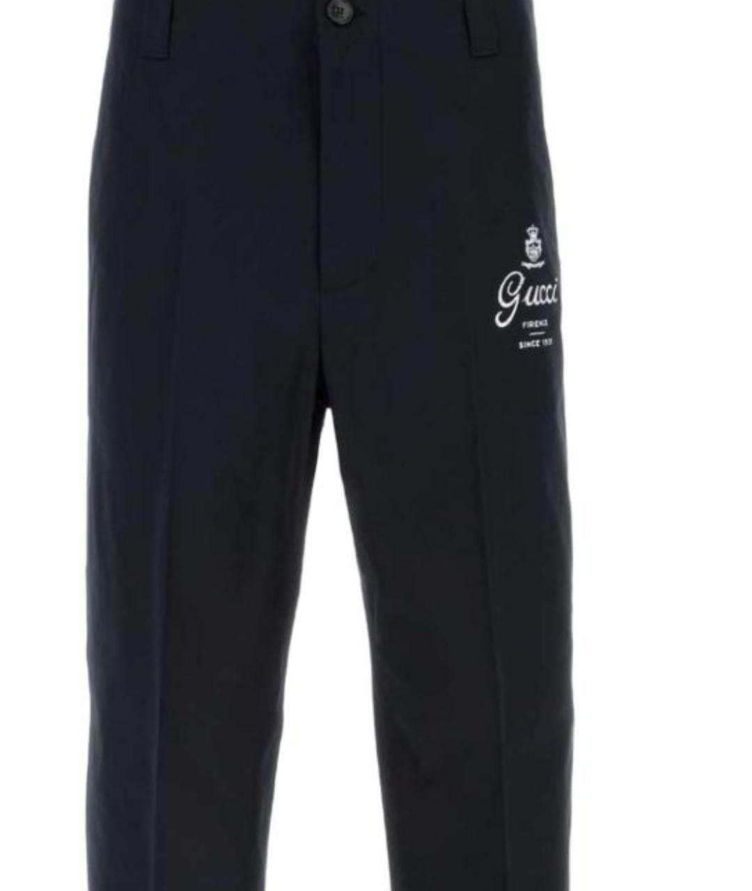 GUCCI Темно-синие хлопковые повседневные брюки, фото 2