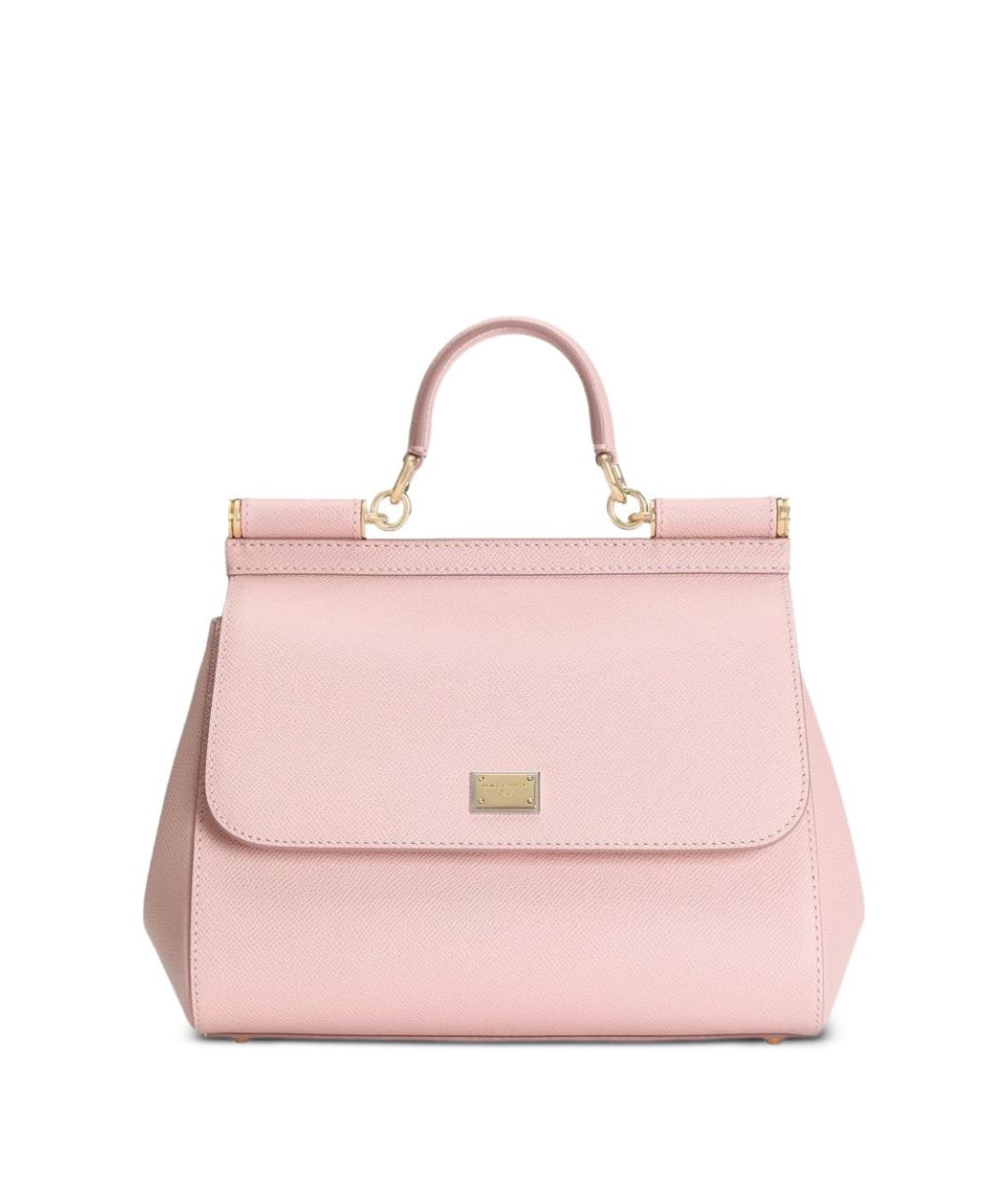 DOLCE&GABBANA Розовая кожаная сумка с короткими ручками, фото 1