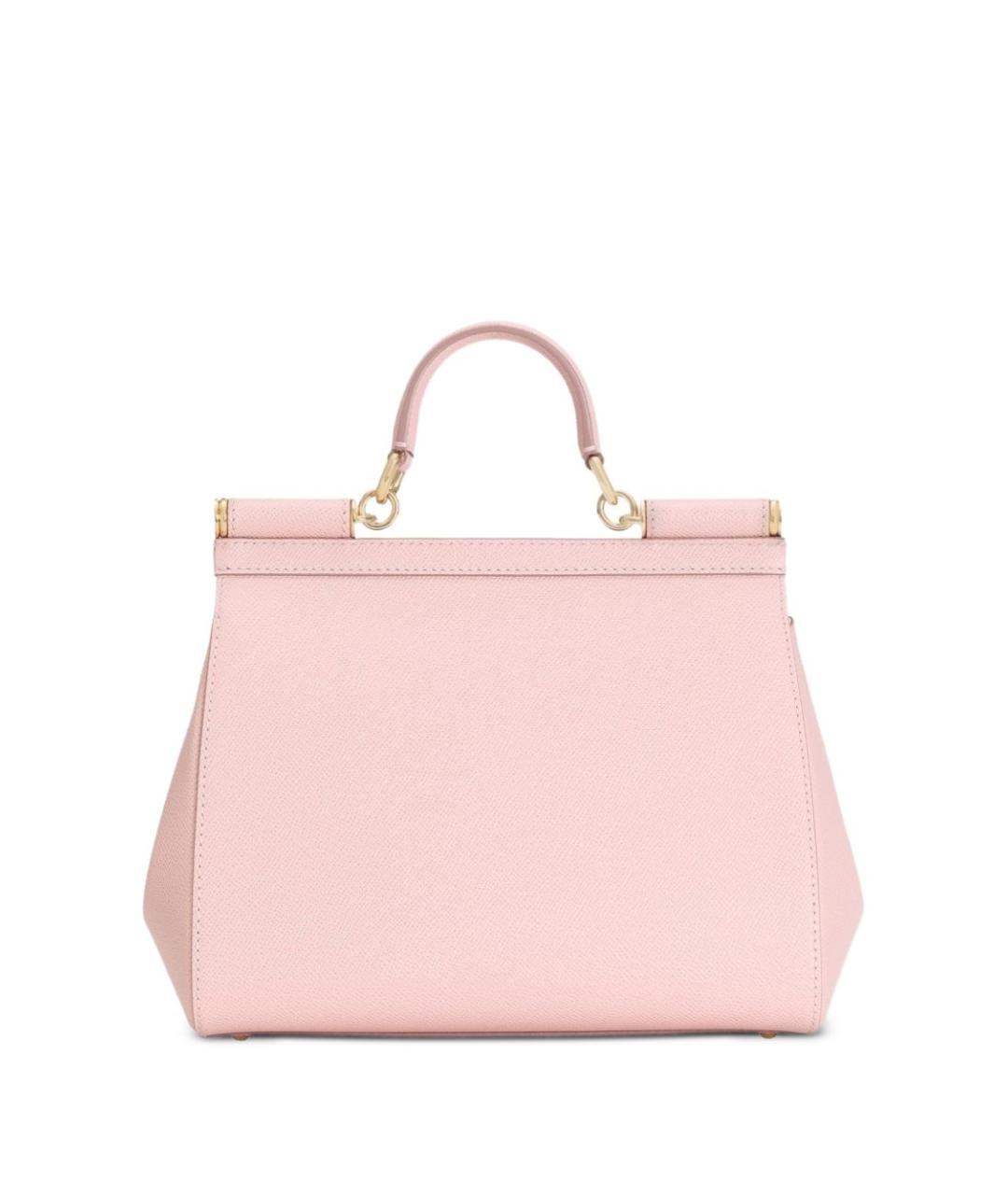 DOLCE&GABBANA Розовая кожаная сумка с короткими ручками, фото 3
