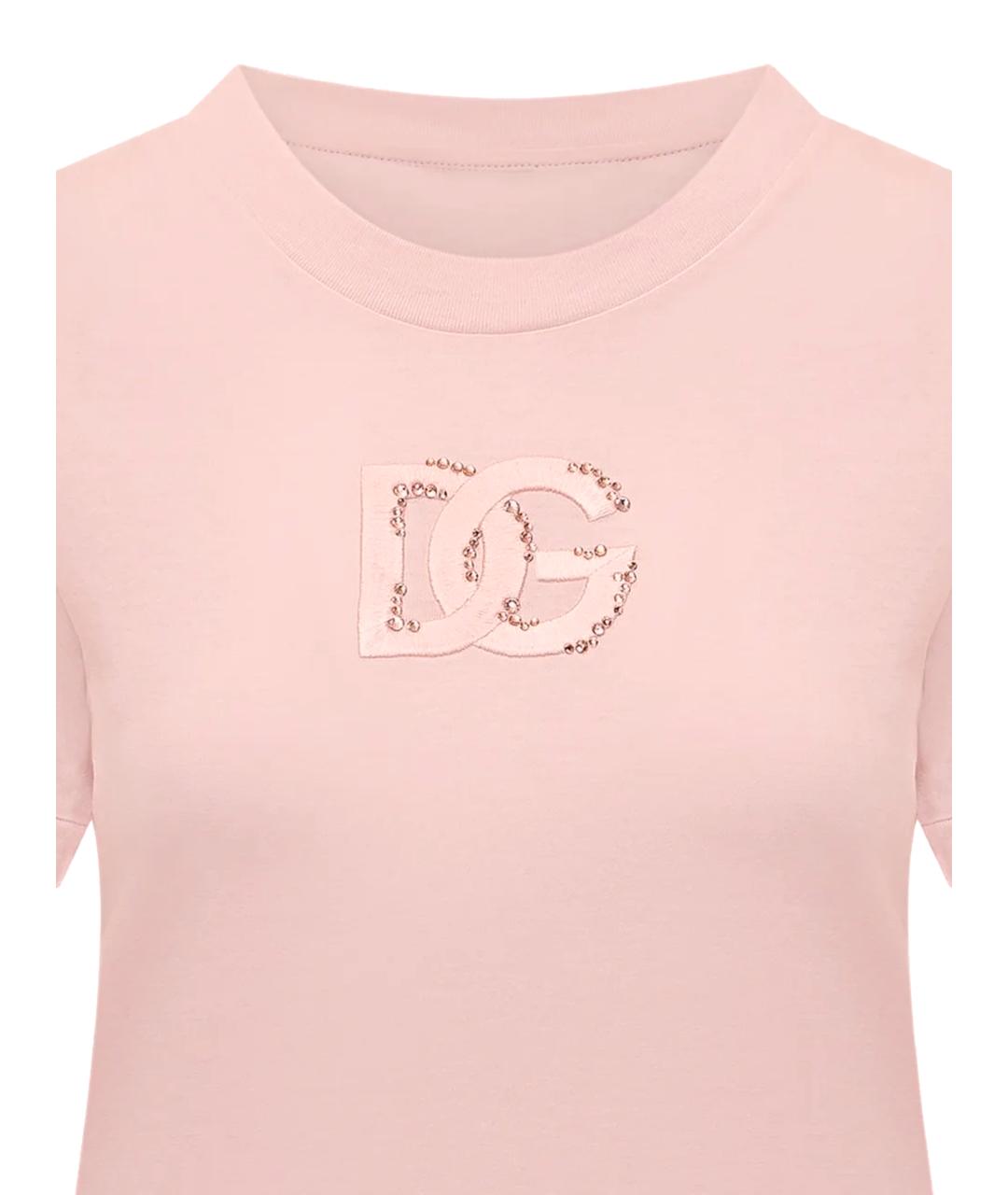 DOLCE&GABBANA Розовая хлопковая футболка, фото 2