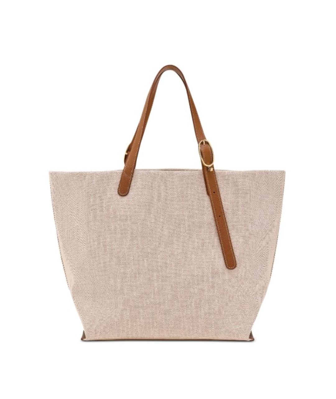 LONGCHAMP Бежевая тканевая сумка тоут, фото 2