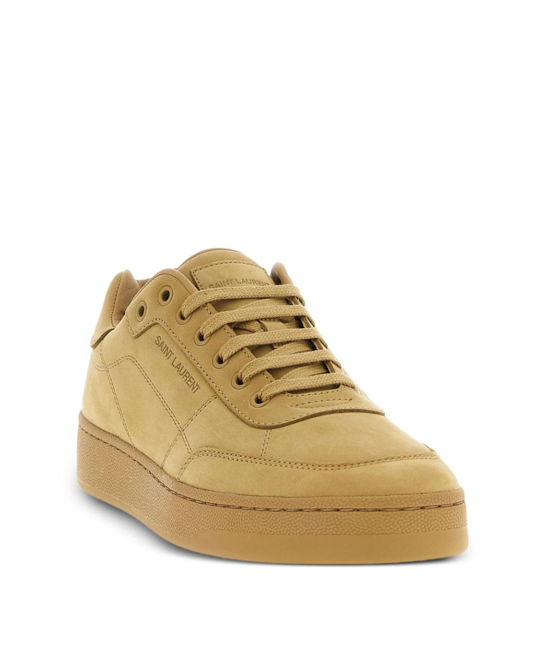 SAINT LAURENT Бежевые замшевые низкие кроссовки / кеды, фото 2