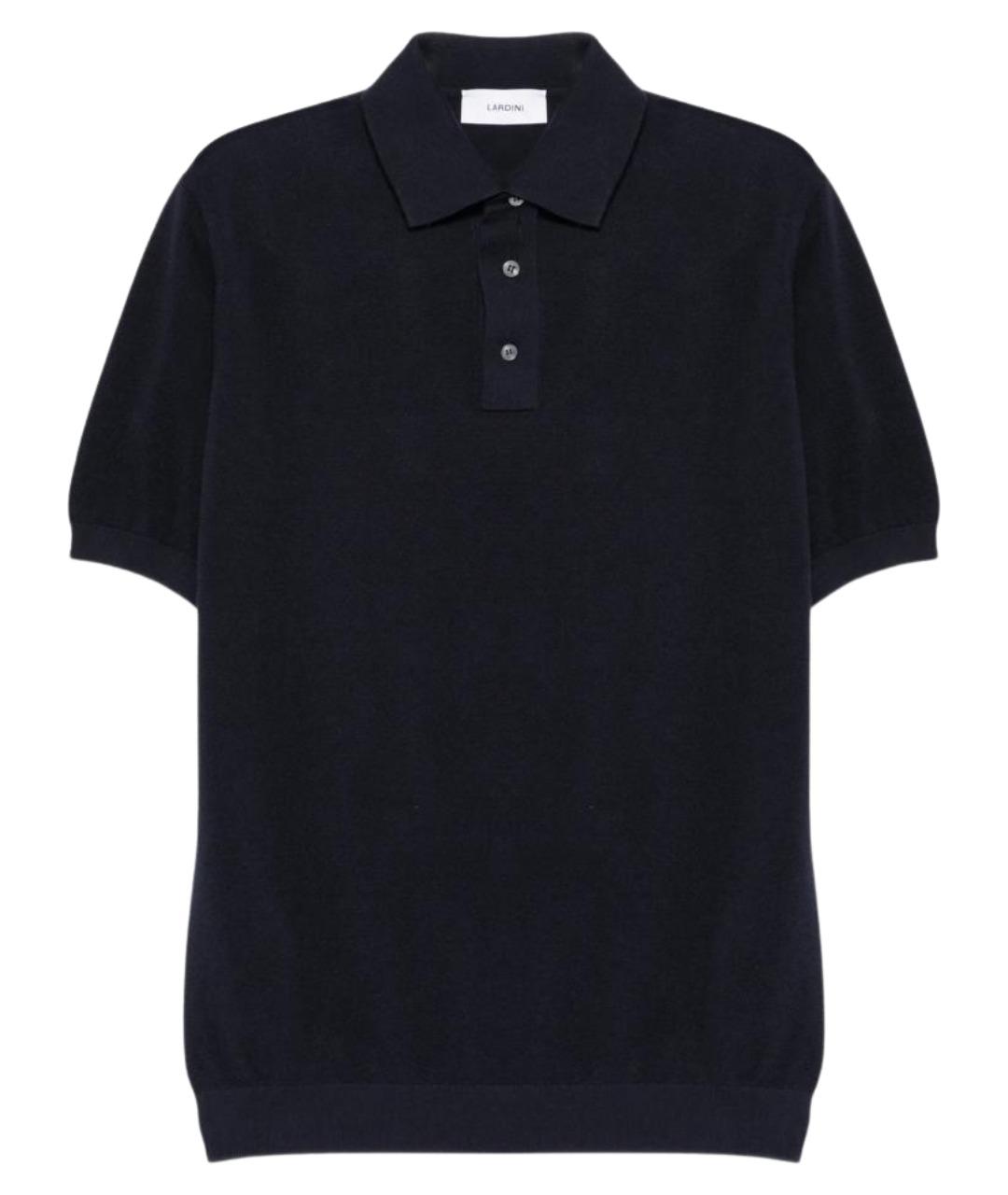LARDINI Темно-синее хлопковое поло с коротким рукавом, фото 1