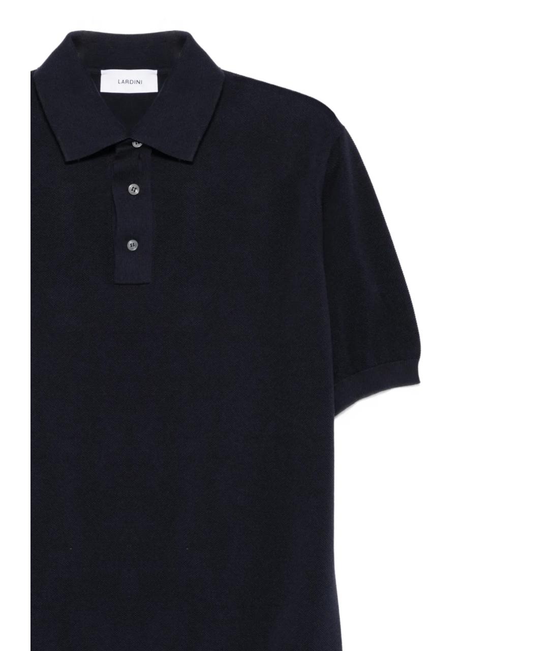 LARDINI Темно-синее хлопковое поло с коротким рукавом, фото 2