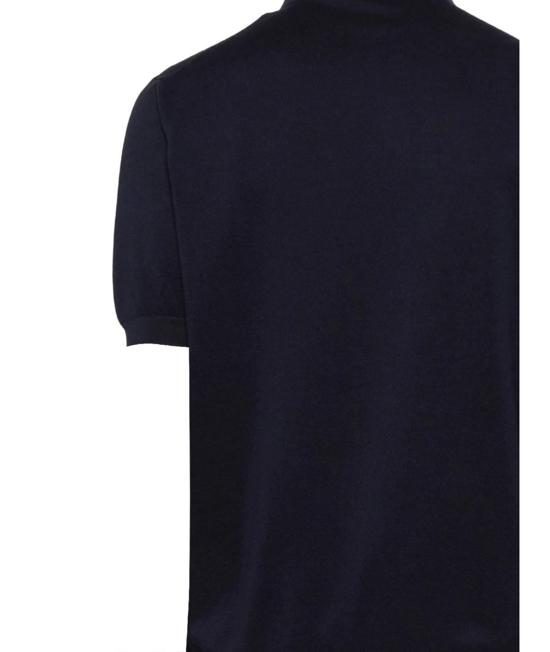 LARDINI Темно-синее хлопковое поло с коротким рукавом, фото 3