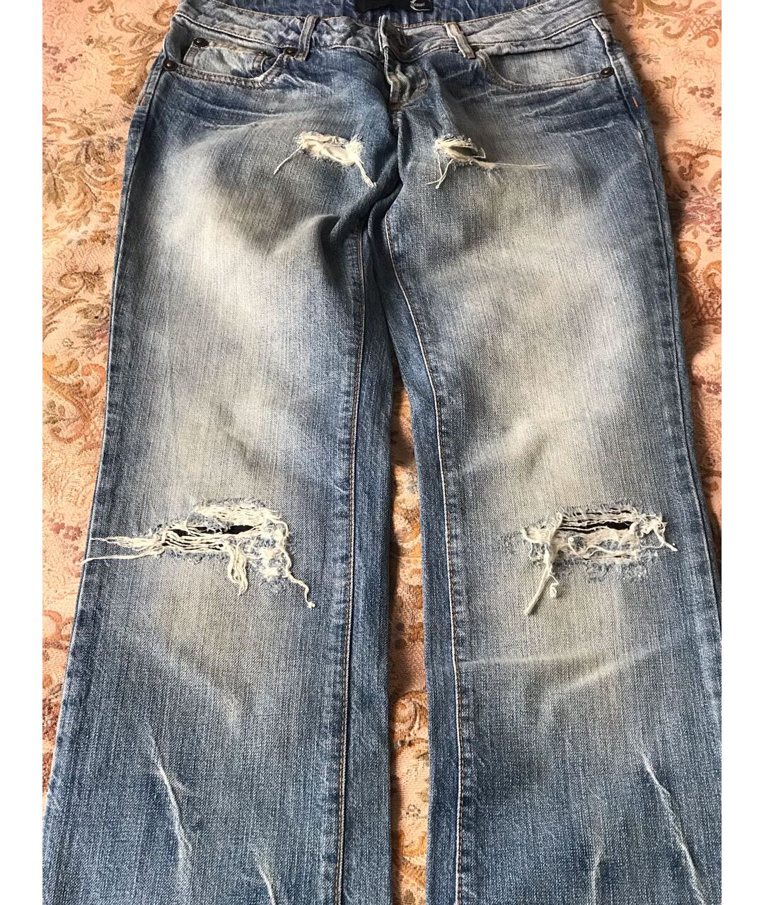 JUST CAVALLI Голубые хлопковые прямые джинсы, фото 6