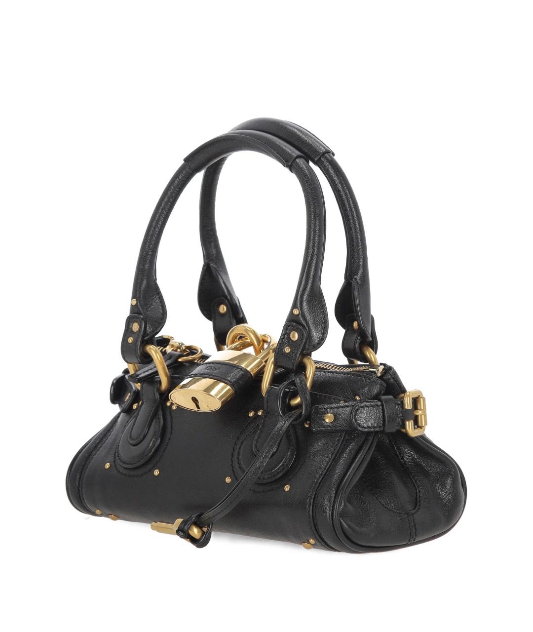 CHLOE Черная кожаная сумка с короткими ручками, фото 2