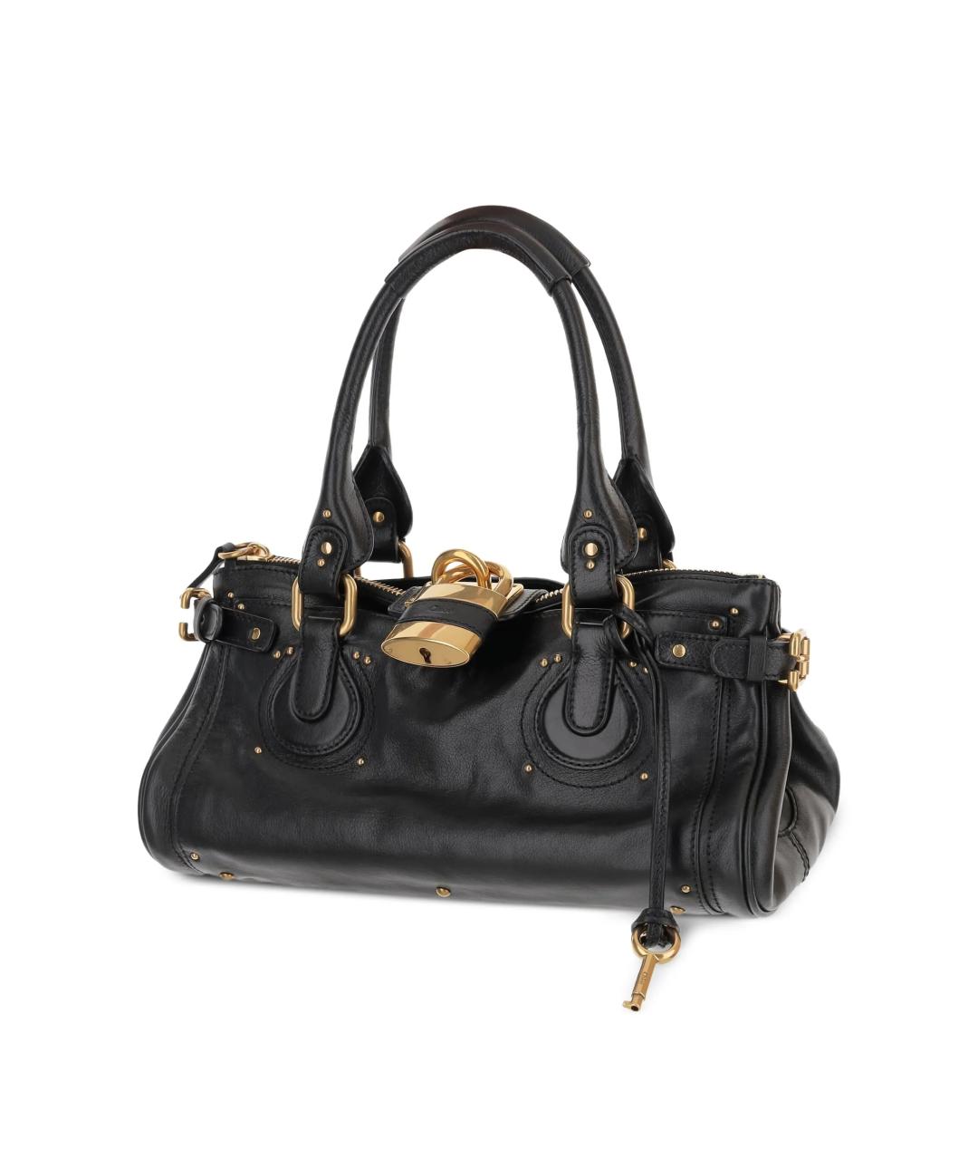 CHLOE Черная кожаная сумка с короткими ручками, фото 2