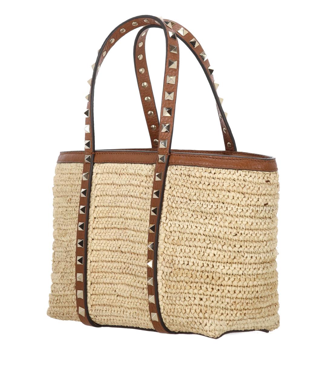 VALENTINO Бежевая пелетеная сумка тоут, фото 2