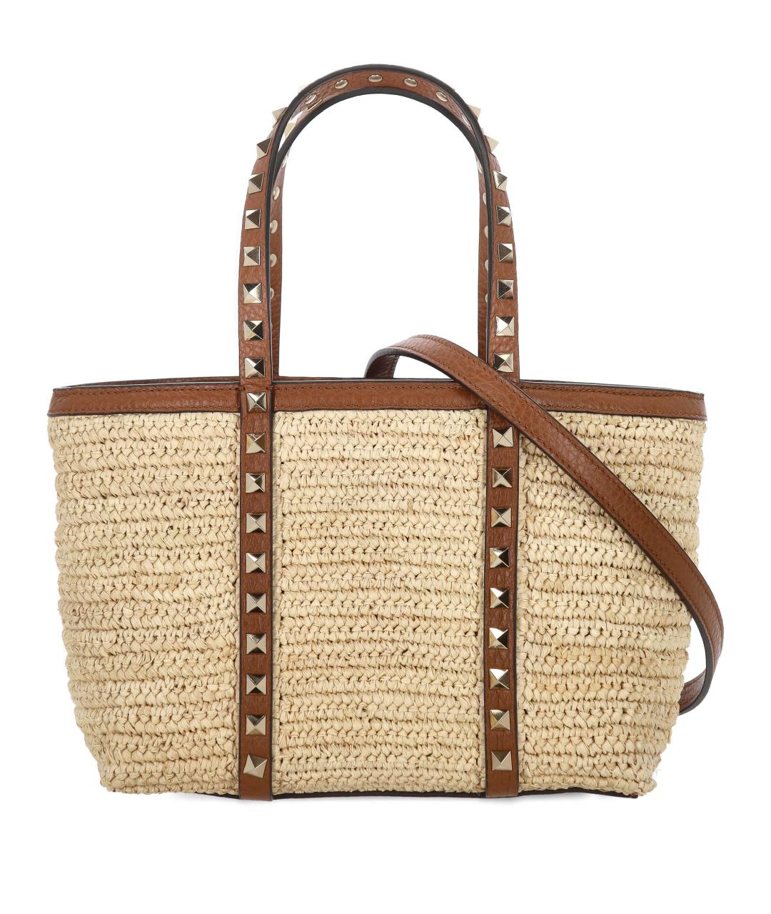 VALENTINO Бежевая пелетеная сумка тоут, фото 1