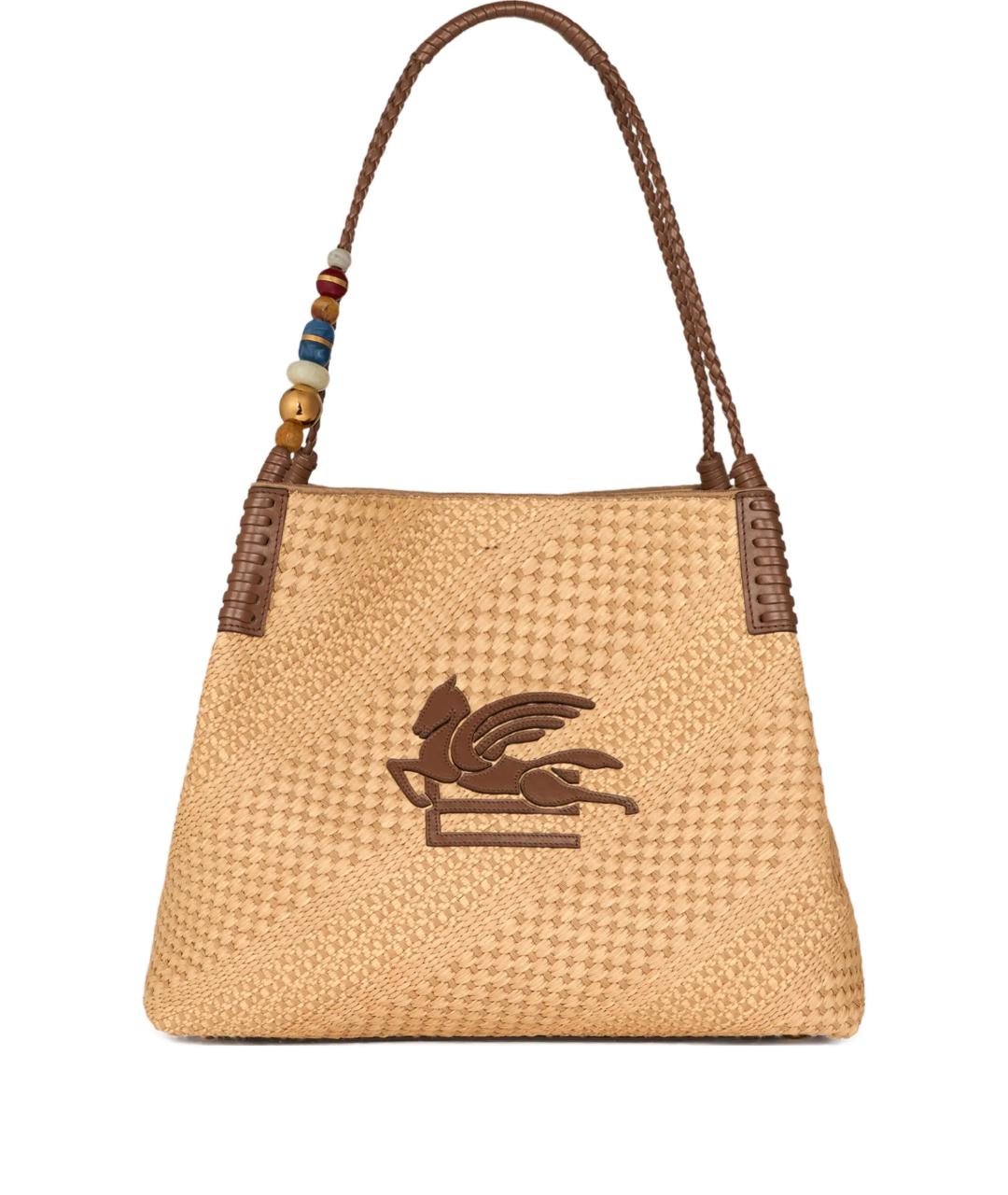 ETRO Бежевая пелетеная сумка тоут, фото 1