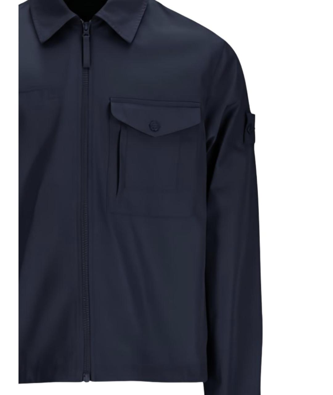 STONE ISLAND Темно-синяя хлопковая кэжуал рубашка, фото 2