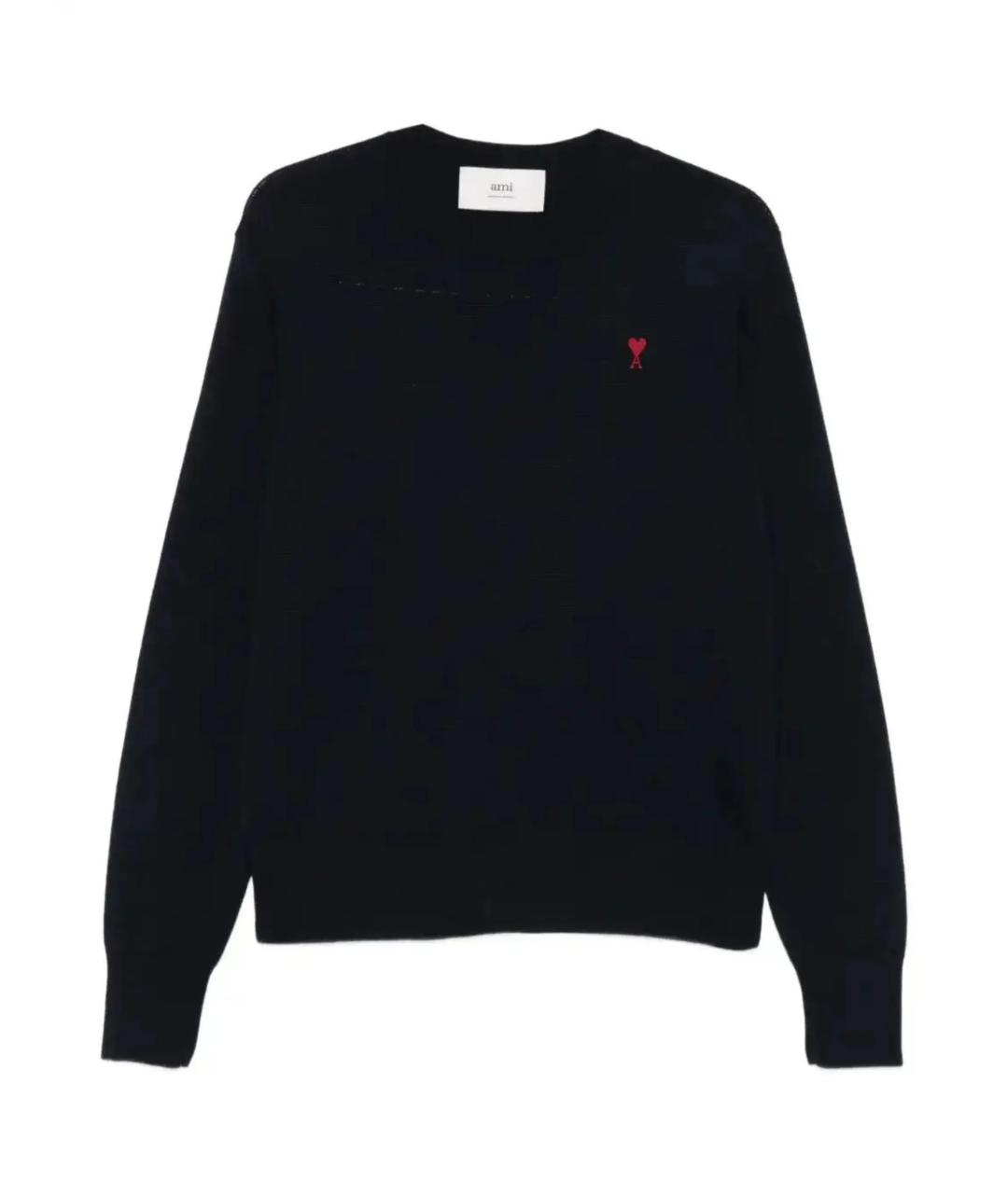 Ami Paris Темно-синий шерстяной джемпер / свитер, фото 1