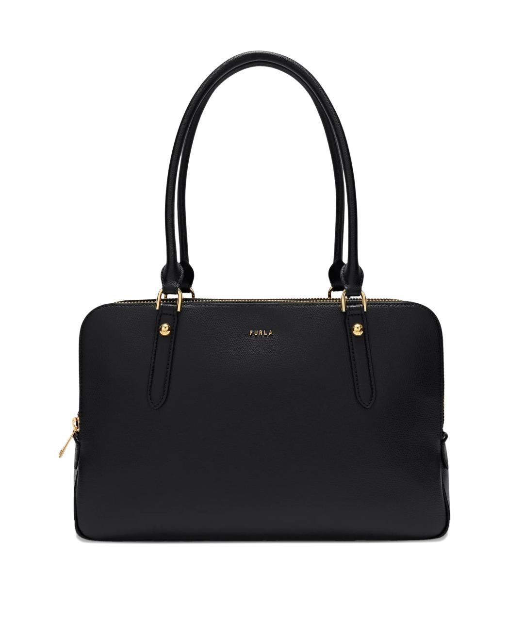 FURLA Черная кожаная сумка тоут, фото 1