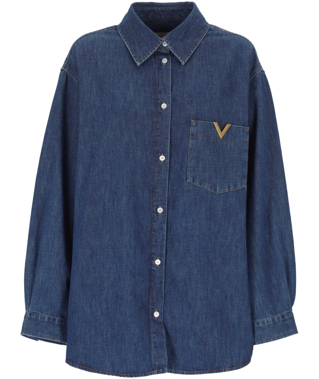 VALENTINO Синяя хлопковая рубашка, фото 1