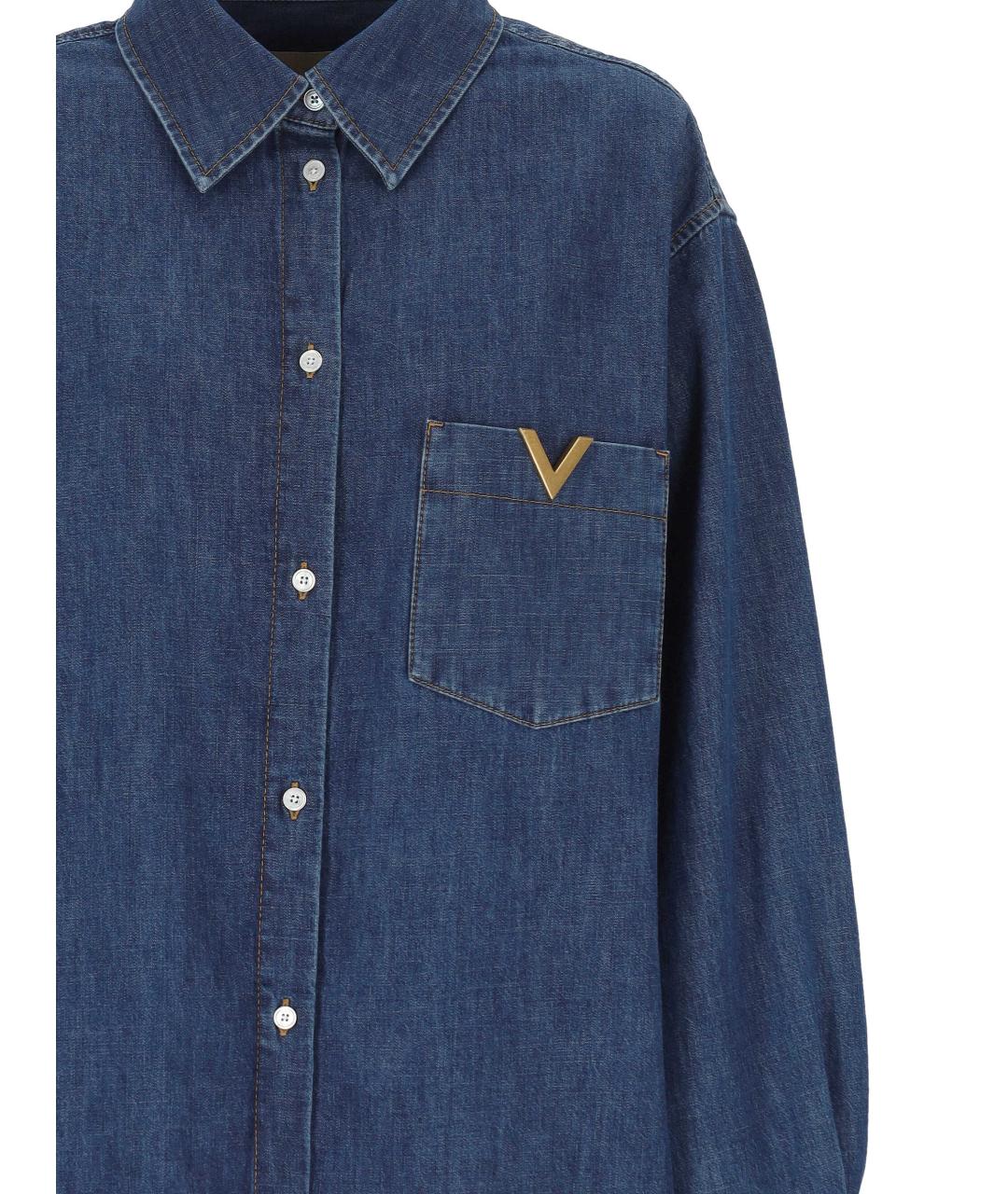 VALENTINO Синяя хлопковая рубашка, фото 2