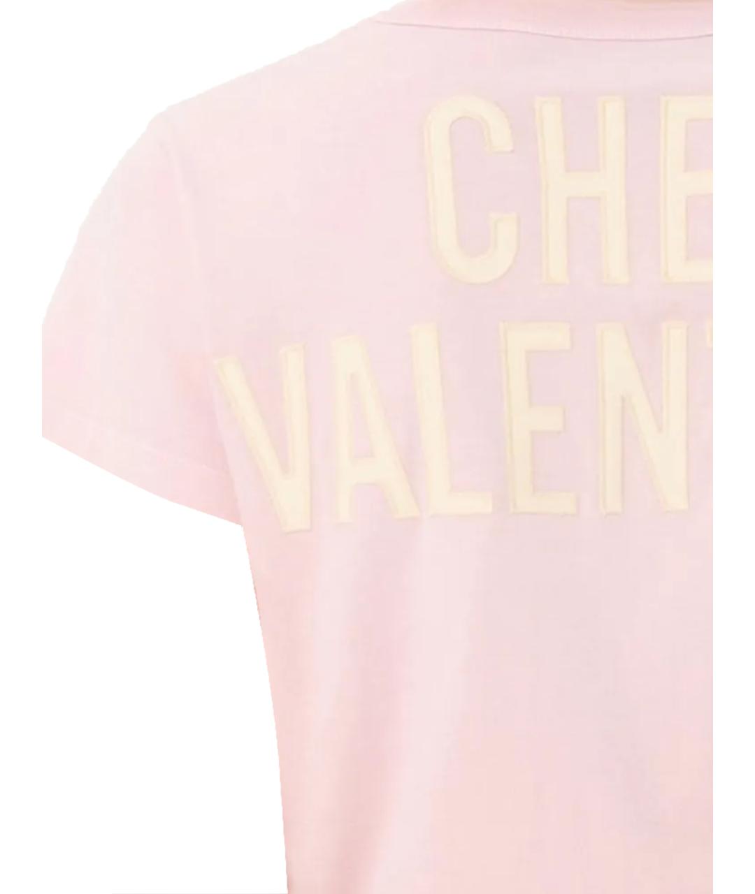 VALENTINO Розовая хлопковая футболка, фото 3