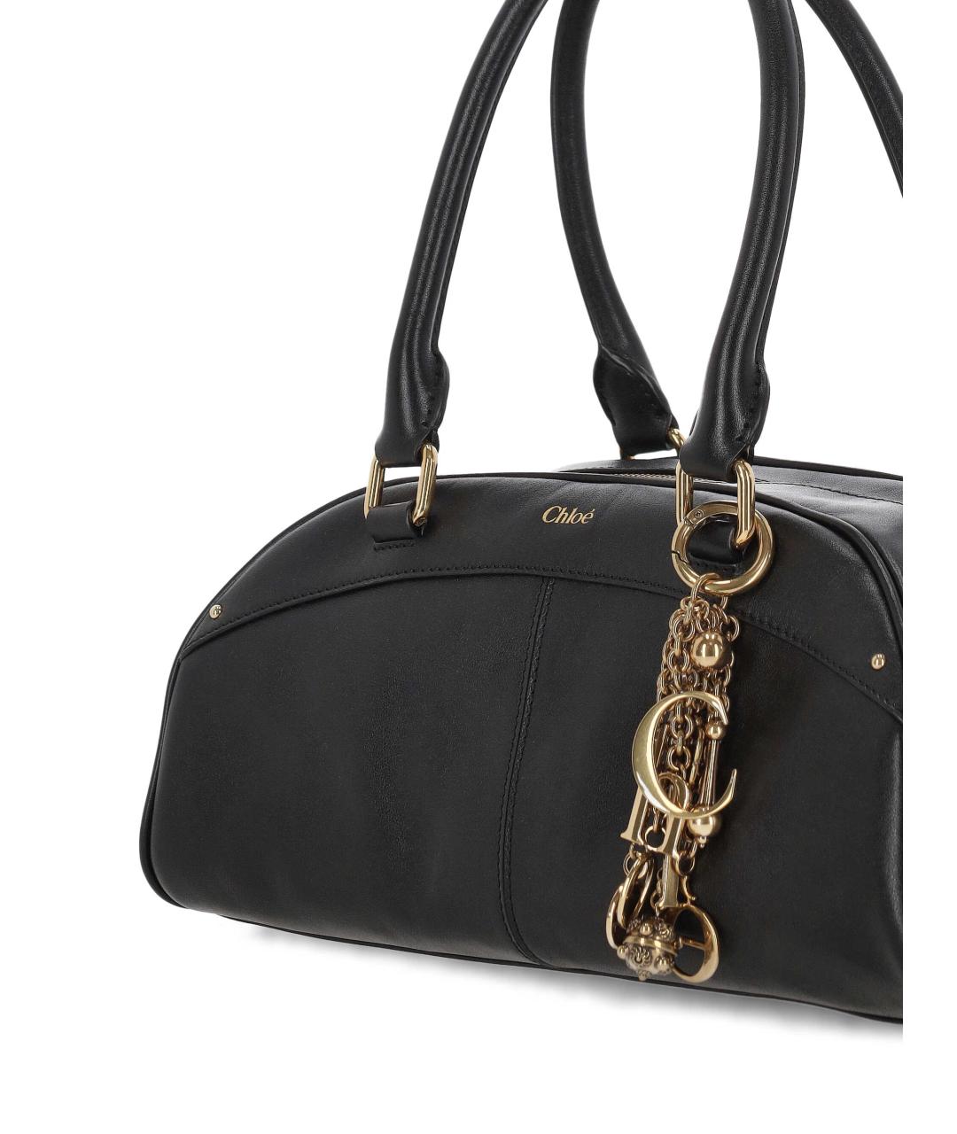 CHLOE Черная кожаная сумка с короткими ручками, фото 4