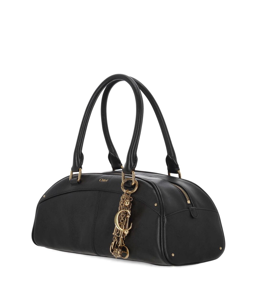 CHLOE Черная кожаная сумка с короткими ручками, фото 2