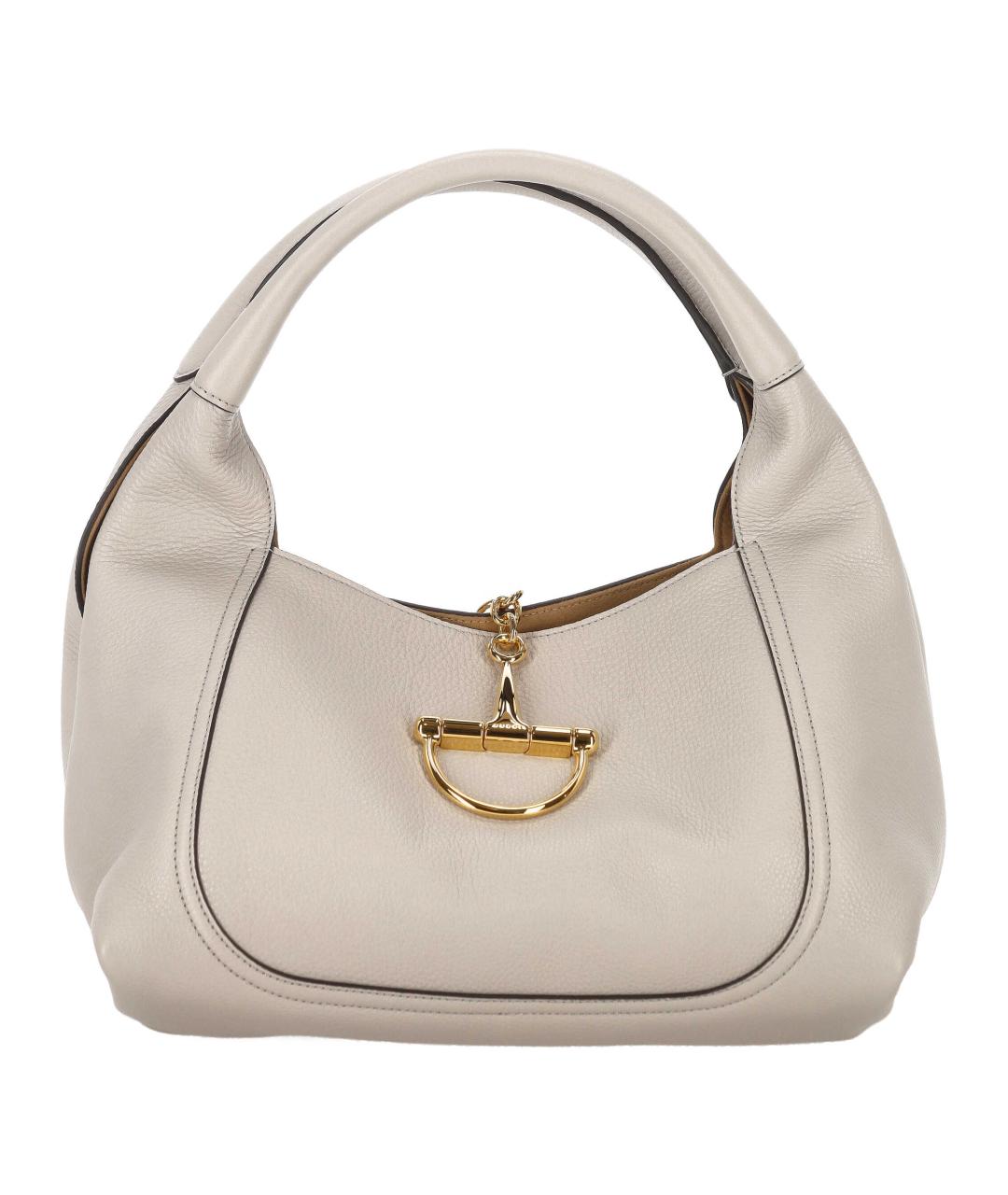 GUCCI Серая кожаная сумка с короткими ручками, фото 1