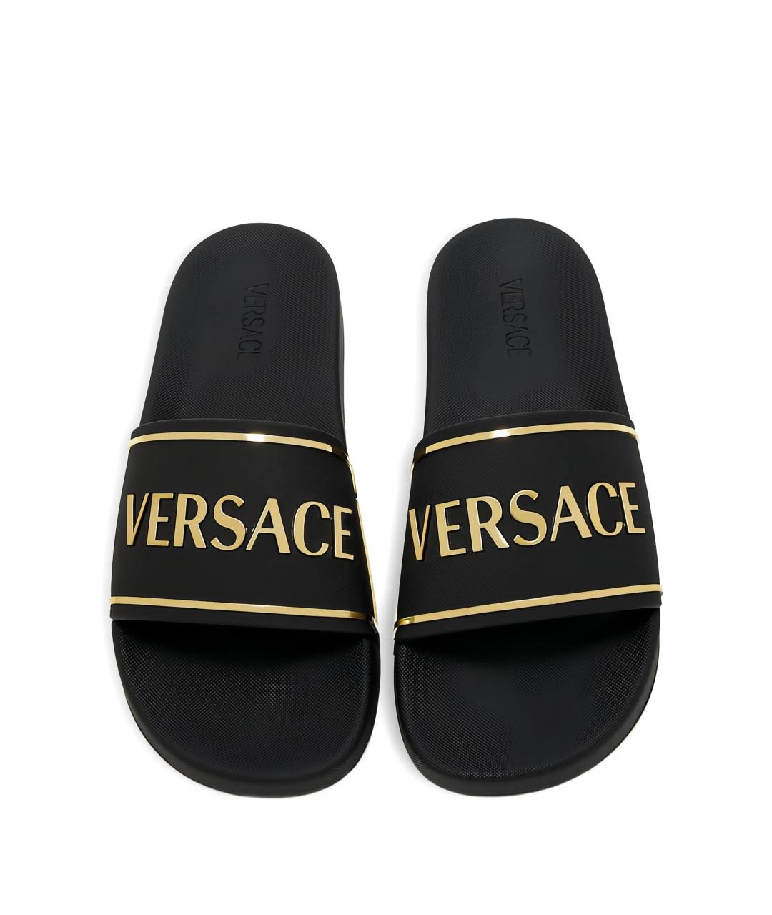 VERSACE Черные резиновые шлепанцы, фото 4