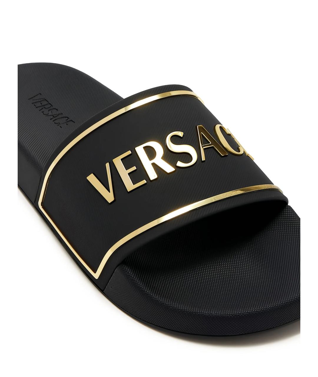 VERSACE Черные резиновые шлепанцы, фото 2