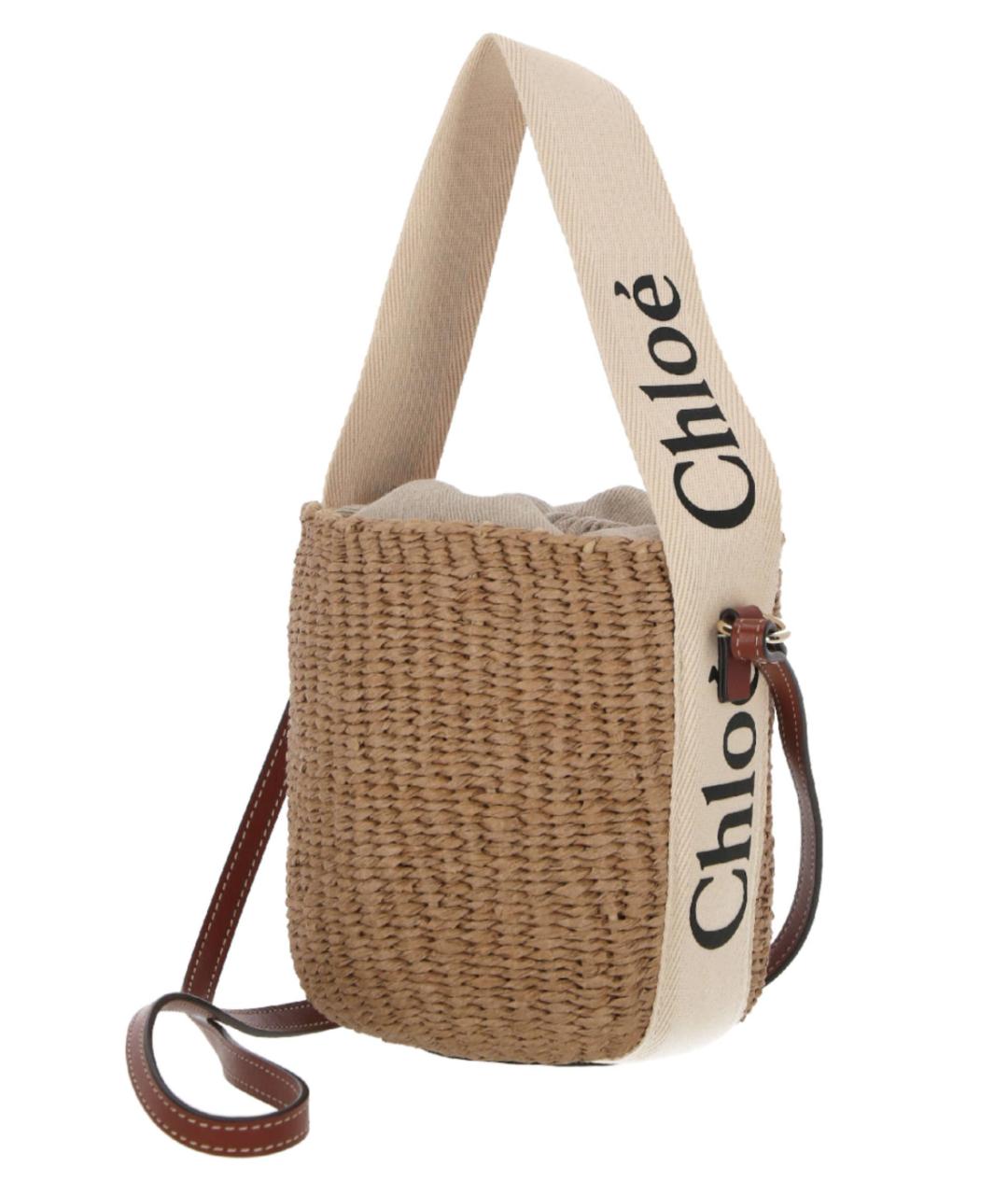 CHLOE Бежевая пелетеная сумка тоут, фото 3