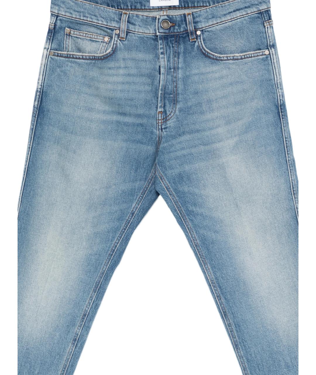 LARDINI Голубые хлопко-эластановые прямые джинсы, фото 2