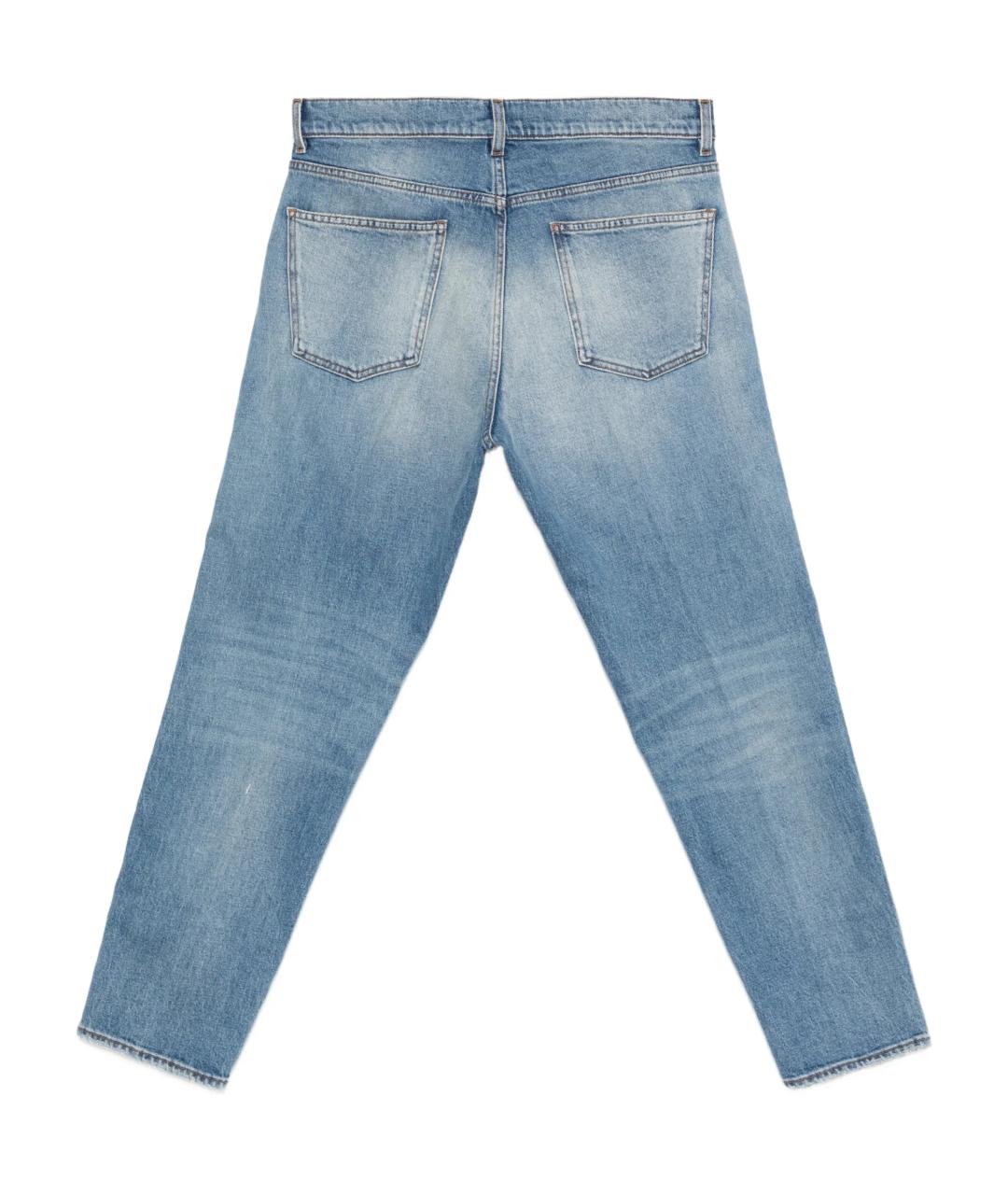 LARDINI Голубые хлопко-эластановые прямые джинсы, фото 3