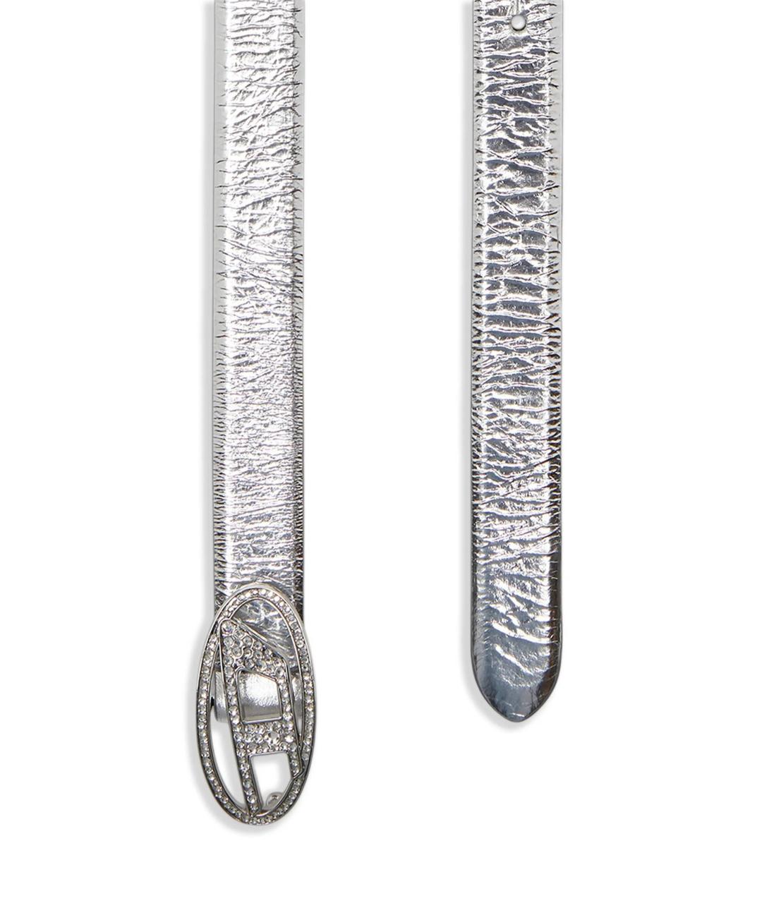 DIESEL Серебрянный кожаный ремень, фото 2