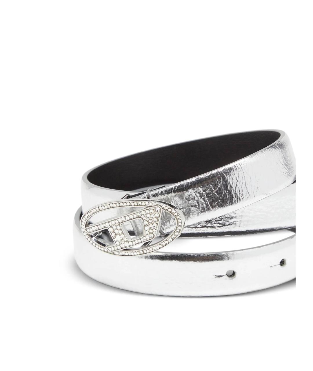 DIESEL Серебрянный кожаный ремень, фото 3
