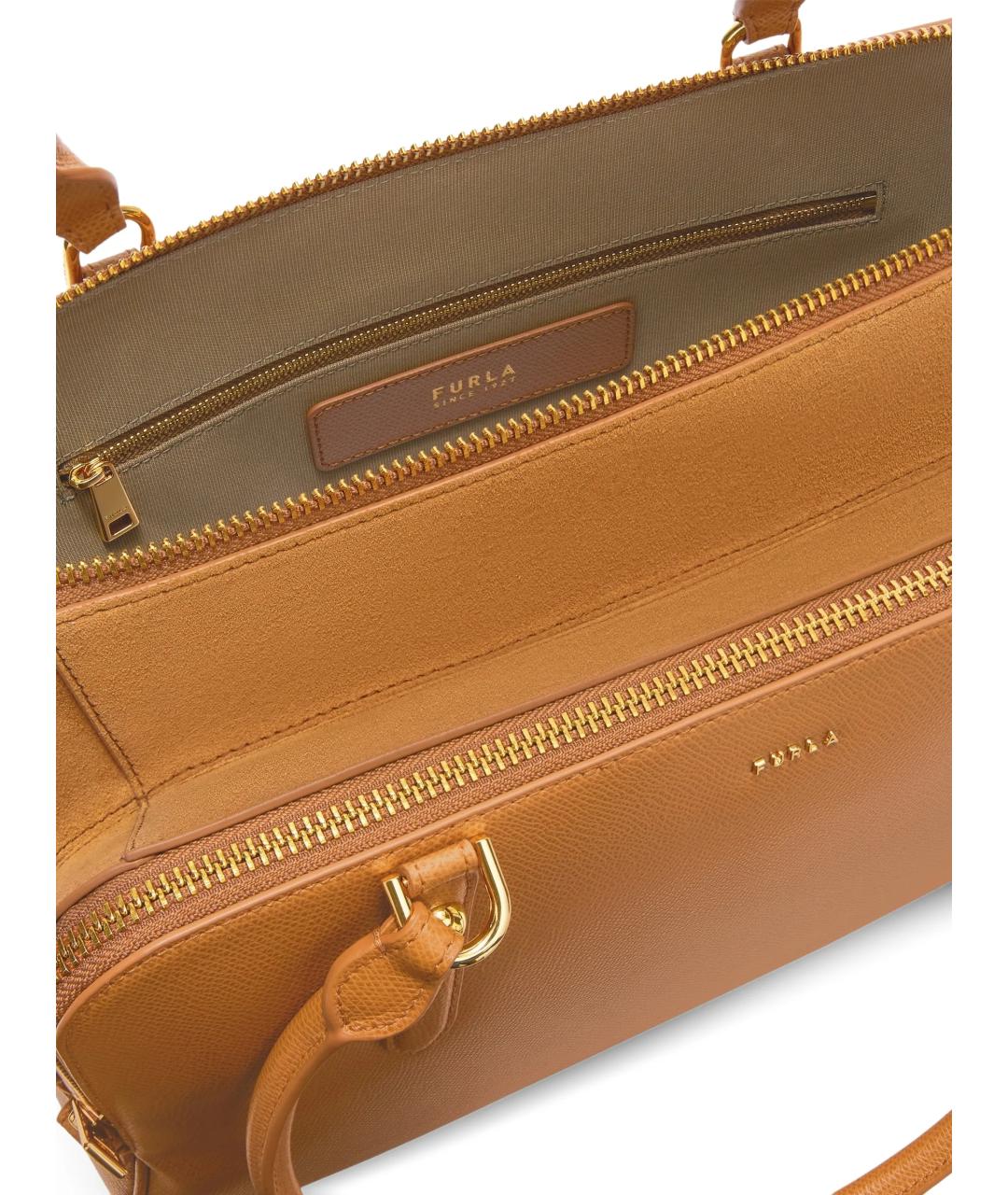 FURLA Коричневая кожаная сумка тоут, фото 5