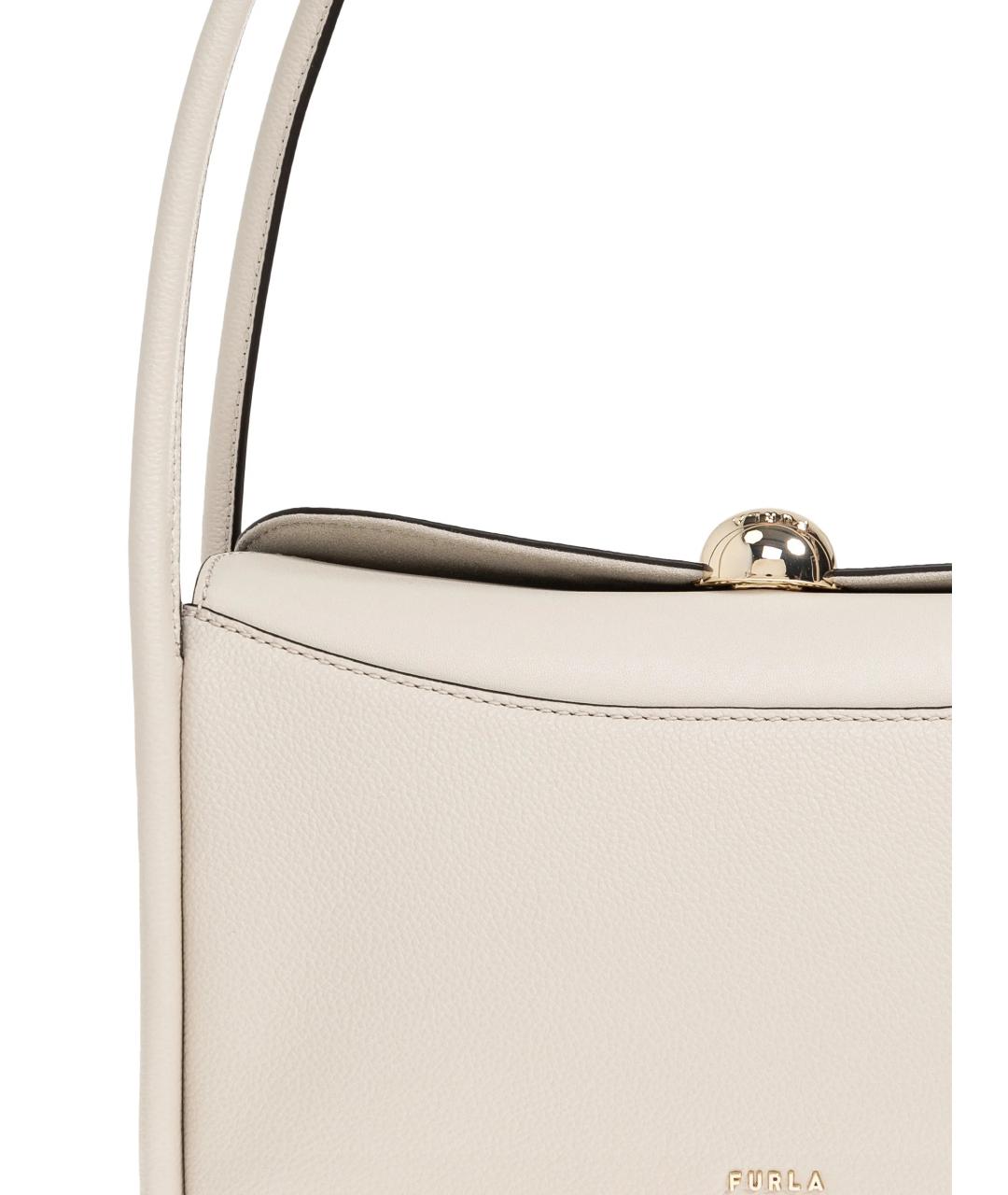 FURLA Бежевая кожаная сумка через плечо, фото 5