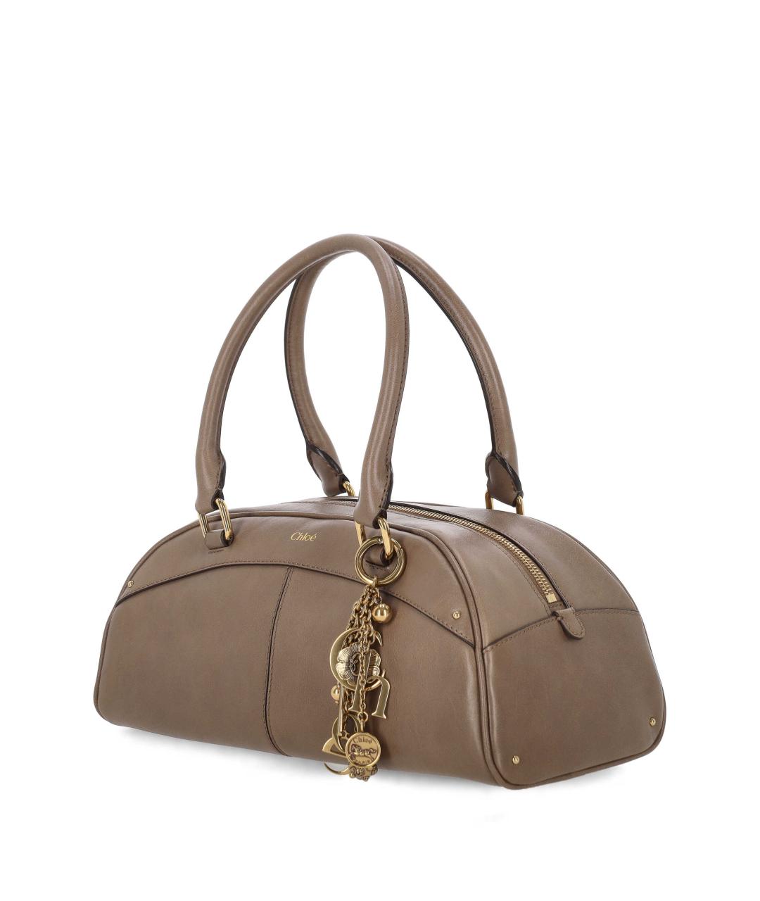 CHLOE Коричневая бархатная сумка с короткими ручками, фото 2