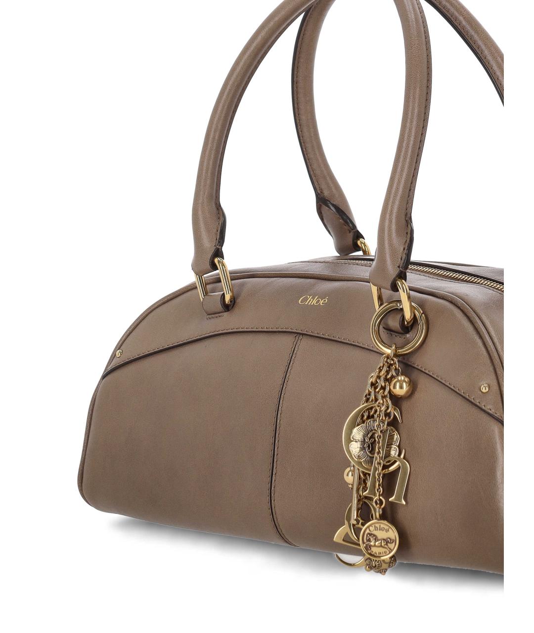 CHLOE Коричневая бархатная сумка с короткими ручками, фото 4