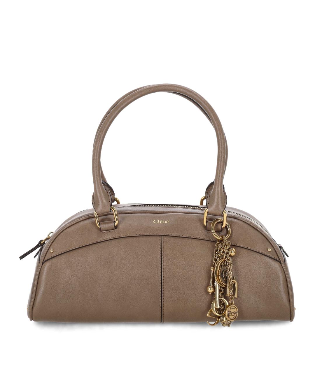 CHLOE Коричневая бархатная сумка с короткими ручками, фото 1