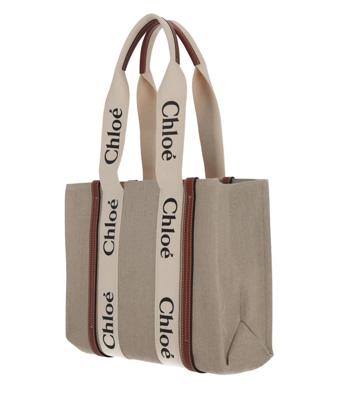 CHLOE Бежевая тканевая сумка тоут, фото 3