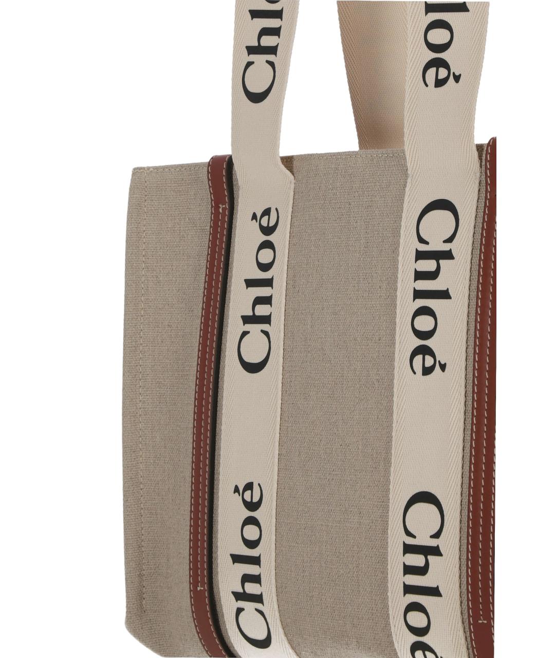 CHLOE Бежевая тканевая сумка тоут, фото 4