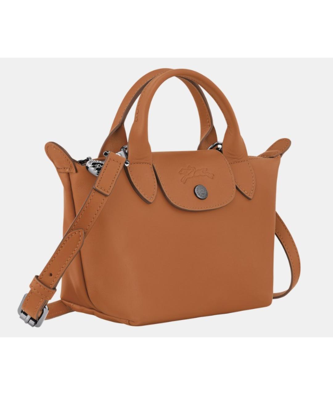 LONGCHAMP Коричневая кожаная сумка тоут, фото 2