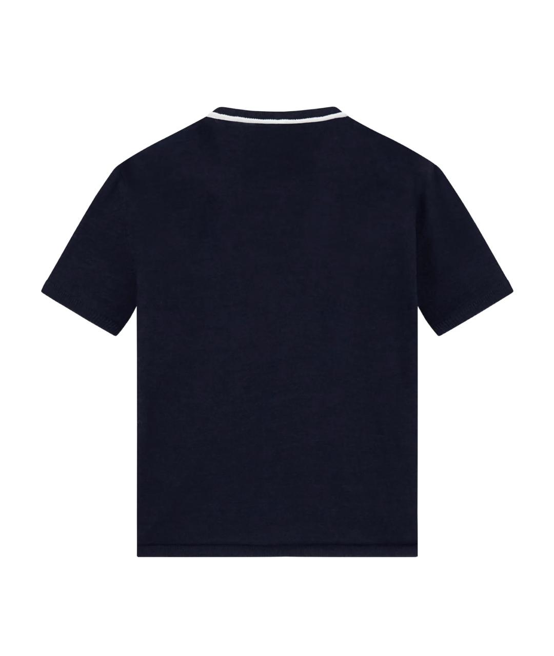 GIORGIO ARMANI Синяя хлопко-леновая футболка, фото 3