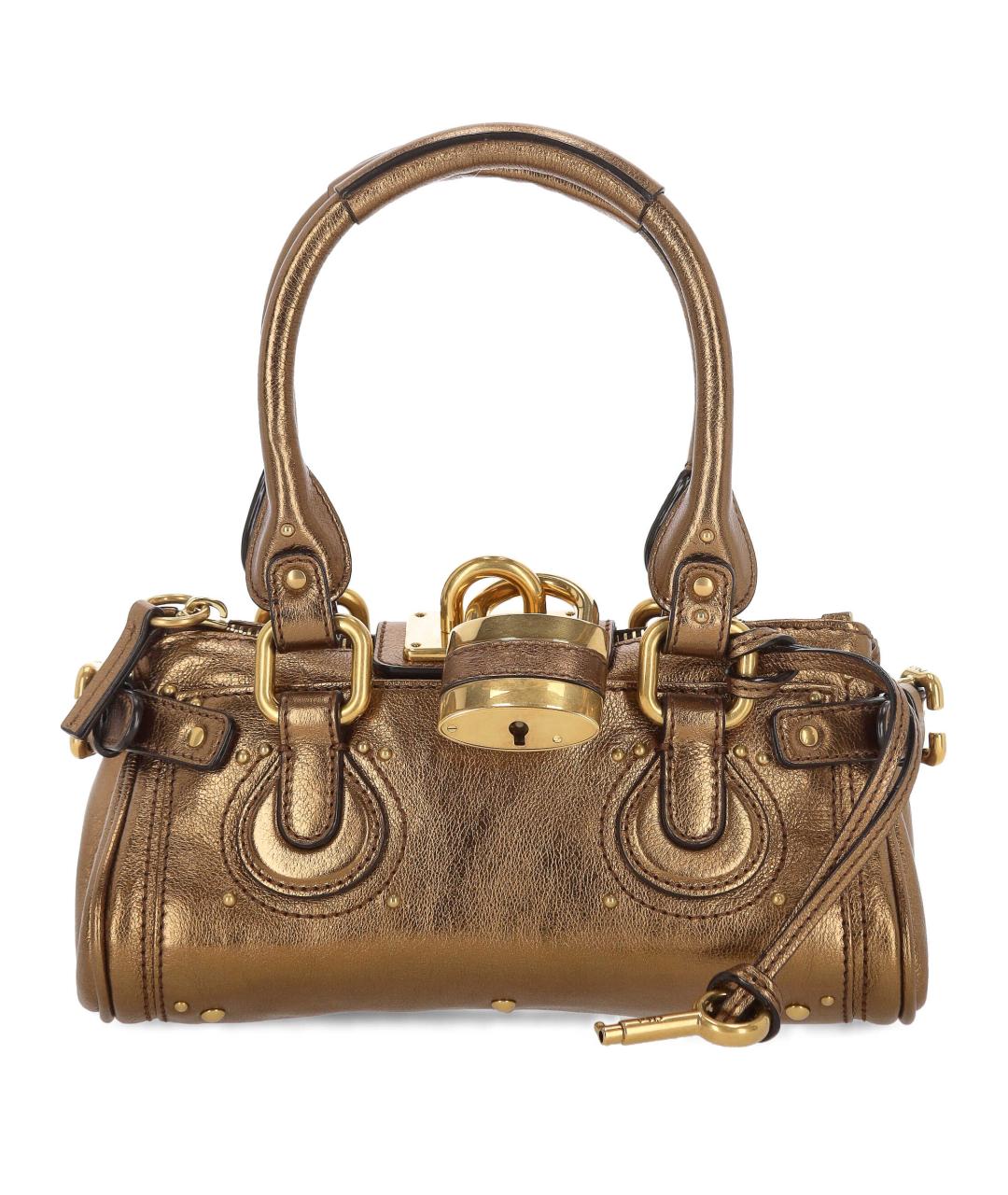 CHLOE Золотая кожаная сумка с короткими ручками, фото 1