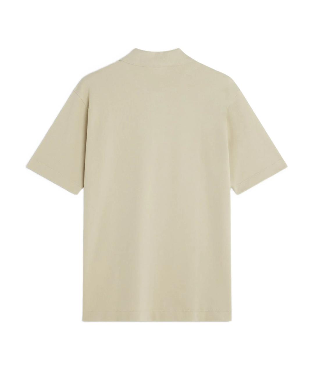 MAISON KITSUNE Бежевое хлопковое поло с коротким рукавом, фото 3