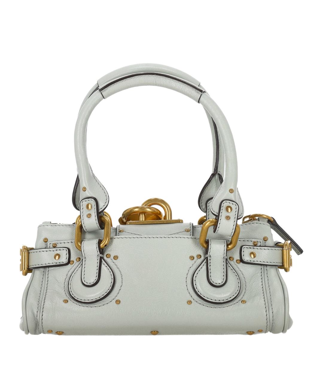 CHLOE Серая кожаная сумка с короткими ручками, фото 3