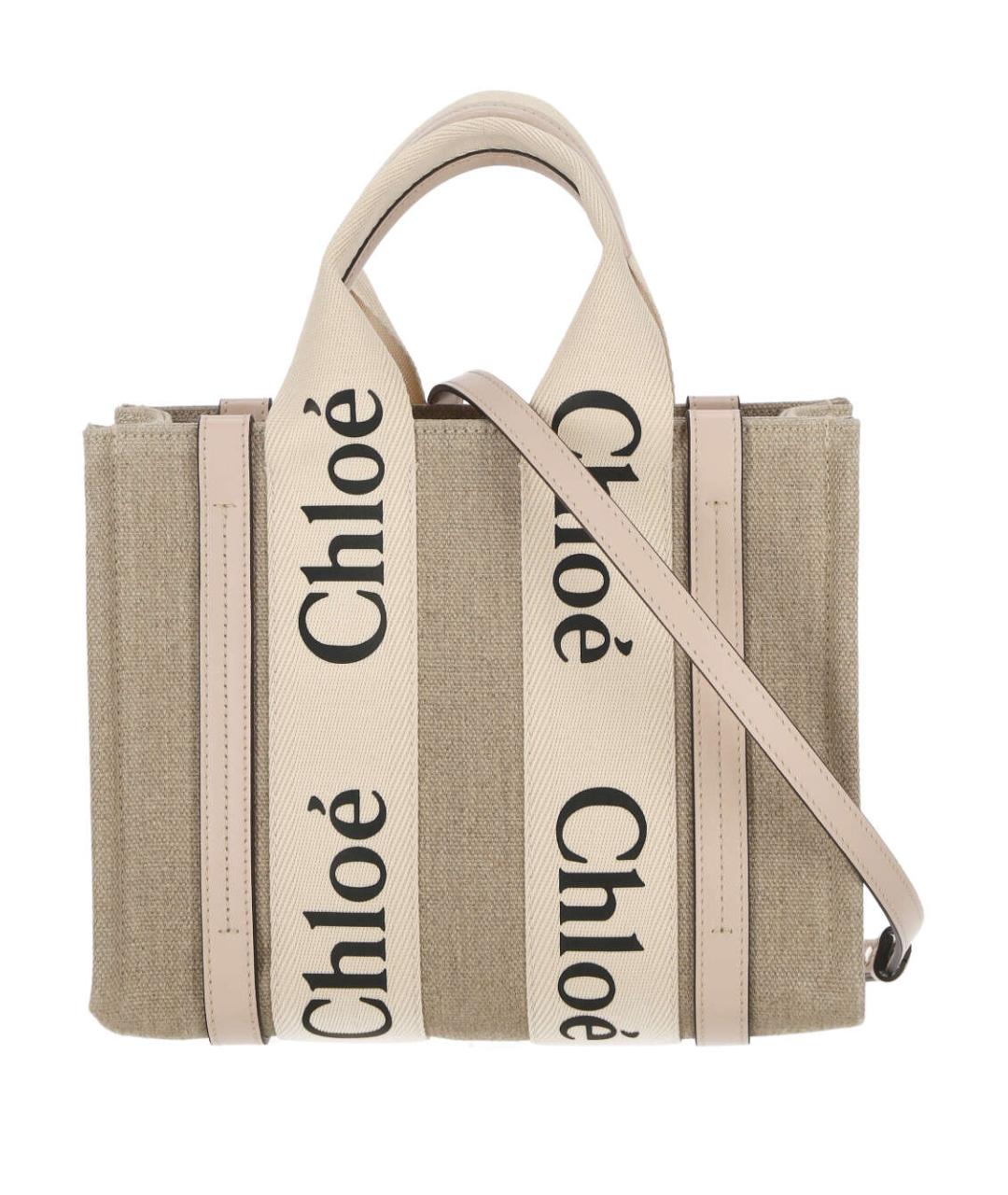 CHLOE Бежевая льняная сумка тоут, фото 1