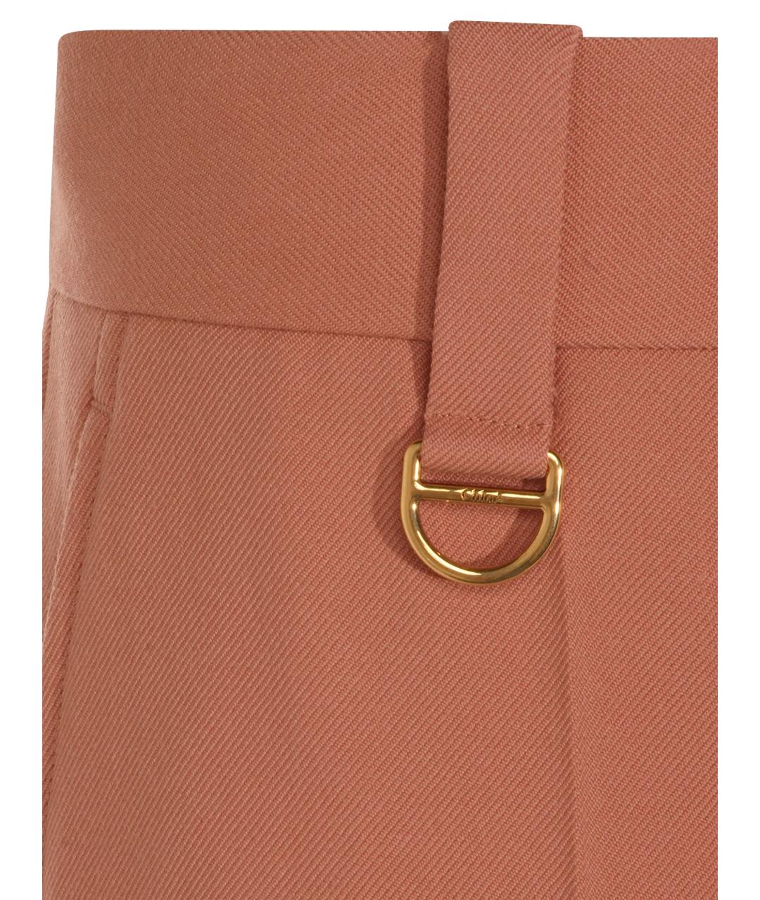 CHLOE Оранжевое шерстяные прямые брюки, фото 2